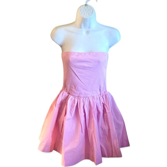 Double Zero Strapless Mini Dress Size Large Pink Pull On Flowy Skirt Stretch Top - Picture 3 of 12